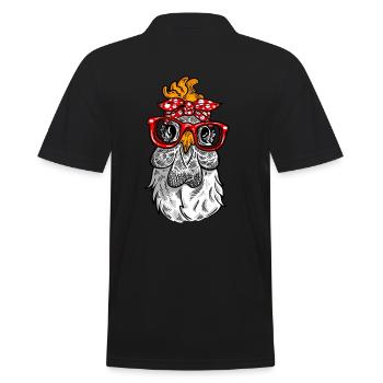Mutter Huhn retro Henne Design - Männer Poloshirt - Schwarz - Hinten - Kai (181cm)