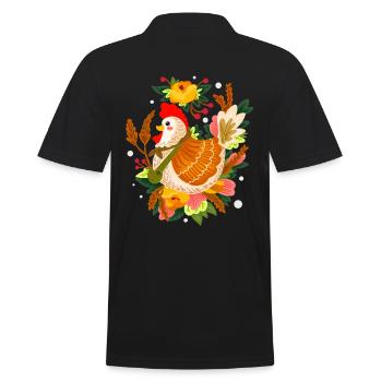 Mother chicken hatches eggs from chicken farming - Men's Polo Shirt - black - Back - Kai (181cm)