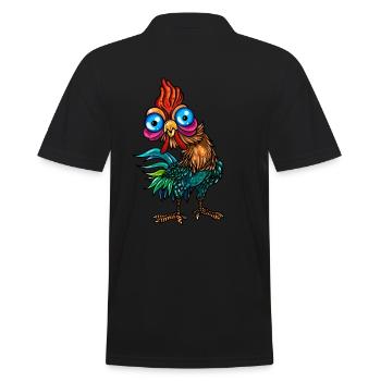 Funny Rooster Chickens Breeding Chicken Lover - Men's Polo Shirt - black - Back - Kai (181cm)