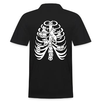Katzen Halloween Skelett Kostüm Katze Knochen - Männer Poloshirt - Schwarz - Hinten - Kai (181cm)