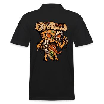 Zombie Pizza lustige Fast Food Apokalypse - Männer Poloshirt - Schwarz - Hinten - Kai (181cm)
