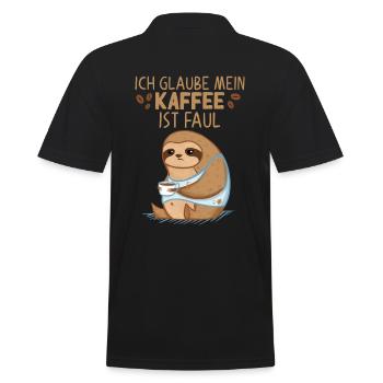 Kaffee Faultier Spruch mein Kaffee ist faul - Männer Poloshirt - Schwarz - Hinten - Kai (181cm)