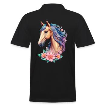 Cheval fleur pour filles dans des tons pastel - Polo Homme - noir - Dos - Kai (181cm)