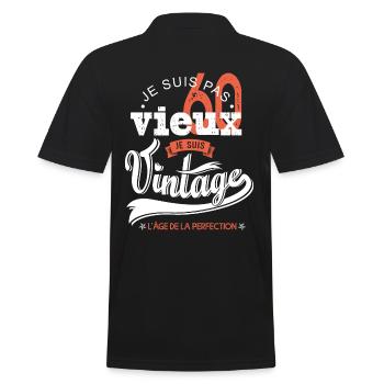 anniversaire 60 ans Je suis vintage cadeau 60 ans - Polo Homme - noir - Dos - Kai (181cm)