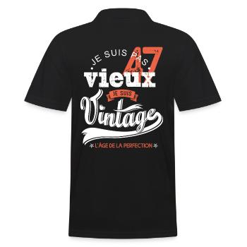 anniversaire 47 ans Je suis vintage cadeau humour - Polo Homme - noir - Dos - Kai (181cm)