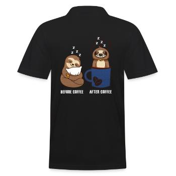 Funny pun sloth gift ladies coffee - Men's Polo Shirt - black - Back - Kai (181cm)