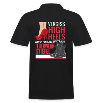 Diese Prinzessin trägt Feuerwehrstiefel - Männer Poloshirt - Schwarz - Hinten - Kai (181cm)