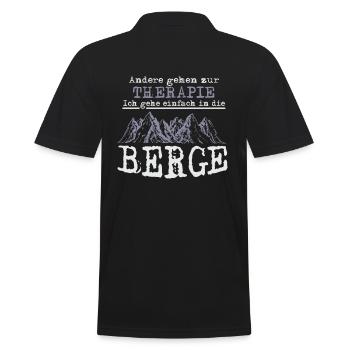 Therapie, ich gehe in die Berge - Männer Poloshirt - Schwarz - Hinten - Kai (181cm)