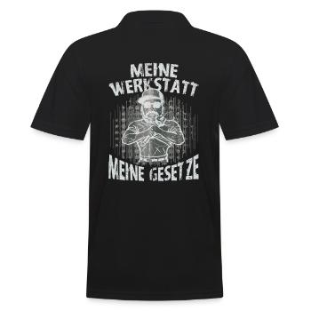 Meine Werkstatt Meine Gesetze - Männer Poloshirt - Schwarz - Hinten - Kai (181cm)