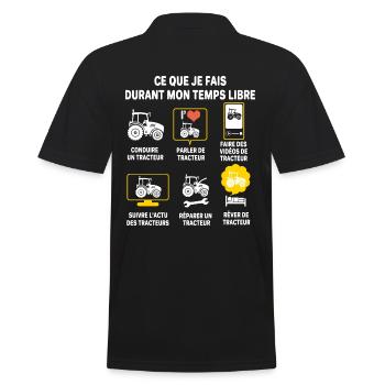 Tracteur ferme agriculteur humour homme agricole - Polo Homme - noir - Dos - Kai (181cm)