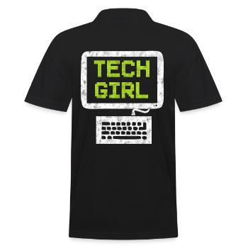 Tech Girl Computertechniker - Männer Poloshirt - Schwarz - Hinten - Kai (181cm)