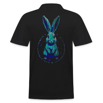 home Blue Art Easter Rabbit - Men's Polo Shirt - black - Back - Kai (181cm)