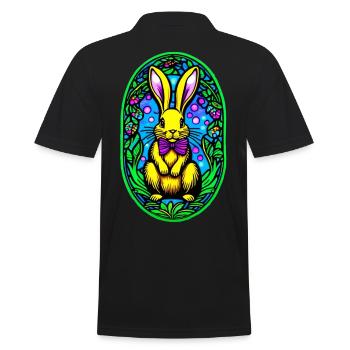 Osterhase Glasmalerei-Stil - Männer Poloshirt - Schwarz - Hinten - Kai (181cm)