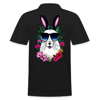 Lapin avec lunettes de soleil et fleurs Lapin de Pâques - Polo Homme - noir - Dos - Kai (181cm)