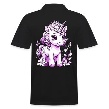 Süßes Einhorn lila pink - Männer Poloshirt - Schwarz - Hinten - Kai (181cm)