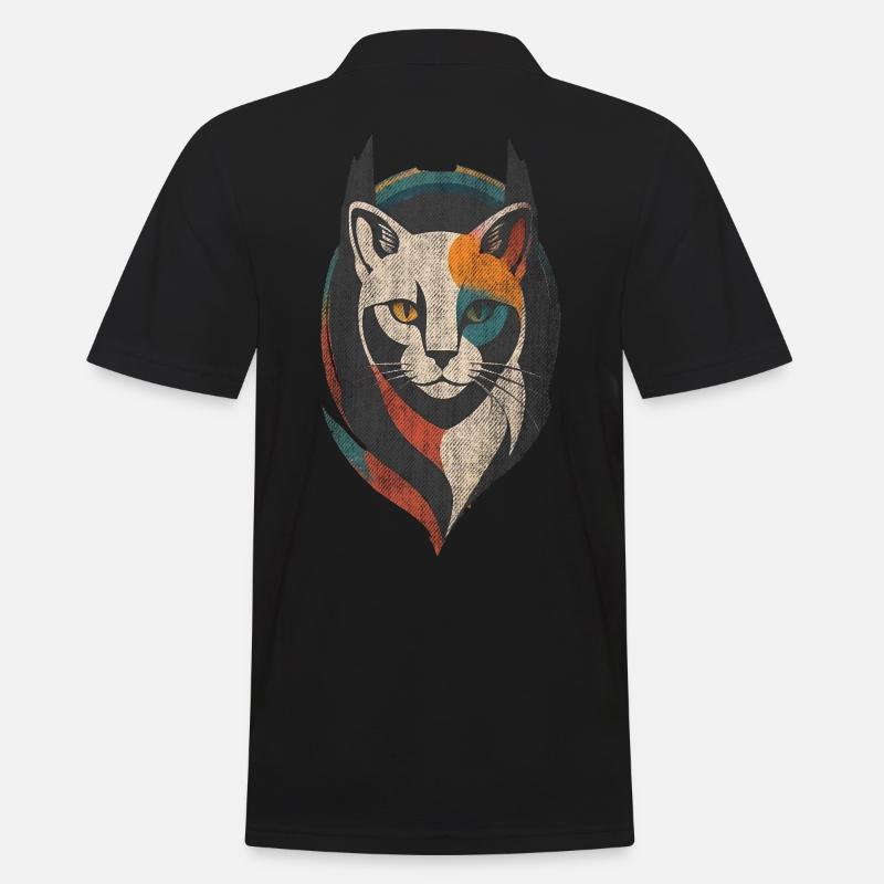 Für Katzenfans Katze Kunst - Männer Poloshirt - Schwarz