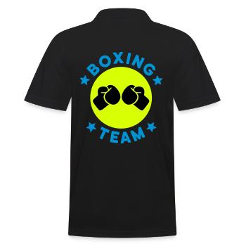 Boxing team (Boxhandschuhe, Kreis, Sterne) - Männer Poloshirt - Schwarz - Hinten - Kai (181cm)