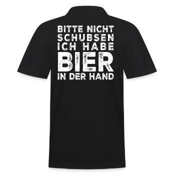 Bitte nicht schubsen - Männer Poloshirt - Schwarz - Hinten - Kai (181cm)