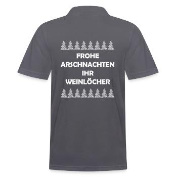 MERRY YOUR WINE HOLDER MERRY CHRISTMAS - Men's Polo Shirt - charcoal grey - Back - Nico (186cm)