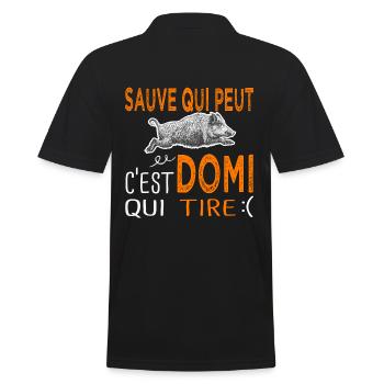 c' est Domi qui tire Humour Dominique Chasse - Polo Homme - noir - Dos - Kai (181cm)