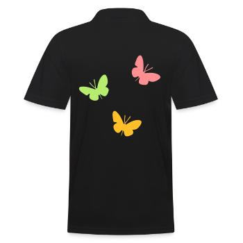 ★ design colors changeable ★ Three butterflies - Men's Polo Shirt - black - Back - Kai (181cm)