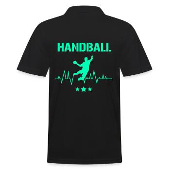 Handball ECG Heartbeat Pulse Jump Throw - Men's Polo Shirt - black - Back - Kai (181cm)