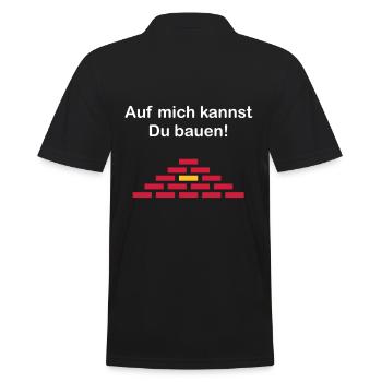 ★ Designfarben änderbar ★ Auf mich kannst Du bauen - Männer Poloshirt - Schwarz - Hinten - Kai (181cm)