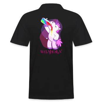 Weinhorn - Männer Poloshirt - Schwarz - Hinten - Kai (181cm)