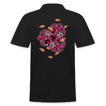 Fraktal #15 Koralle Clownfisch - Männer Poloshirt - Schwarz - Hinten - Kai (181cm)