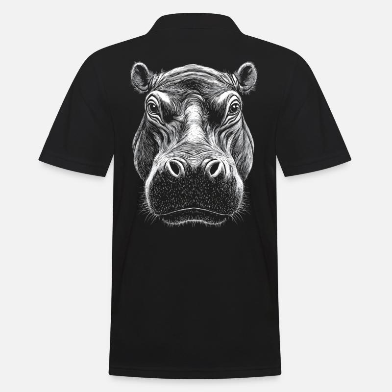 Nilpferd Portrait Flusspferd Wildtier Tier - Männer Poloshirt - Schwarz