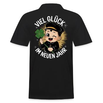 Schornsteinfeger Silvester Kleeblatt Glücksbringer - Männer Poloshirt - Schwarz - Hinten - Kai (181cm)