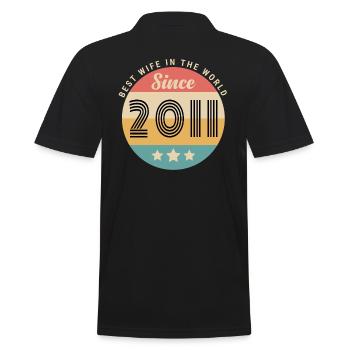 best wife since 2011. 30th Wedding Anniversary - Men's Polo Shirt - black - Back - Kai (181cm)