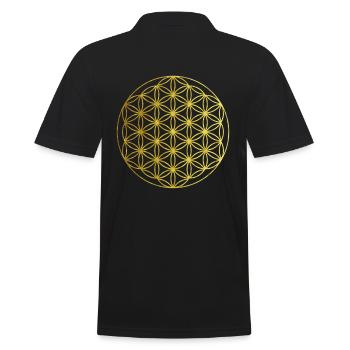 Idée de cadeau de yoga de fleur de vie or - Polo Homme - noir - Dos - Kai (181cm)