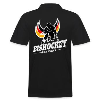 DEUTSCHLAND EISHOCKEY TEAM GERMANY ADLER - Männer Poloshirt - Schwarz - Hinten - Kai (181cm)