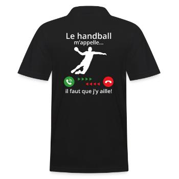 le handball m'appelle... il faut que j'y aille! - Polo Homme - noir - Dos - Kai (181cm)
