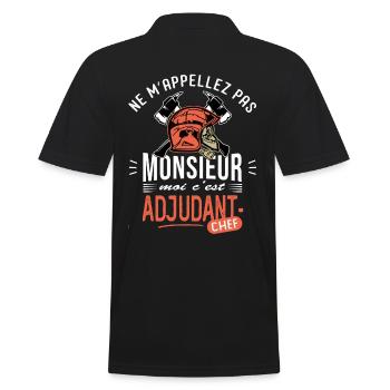 sapeurs pompiers adjudant chef drôle grade pompier - Polo Homme - noir - Dos - Kai (181cm)