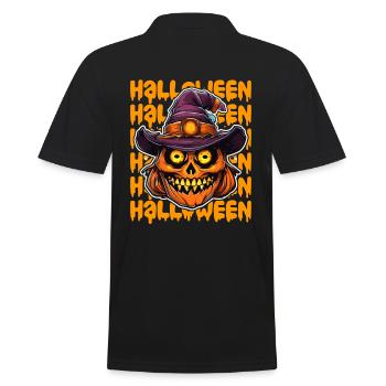 Halloween Design gruselig für die nächste Party - Männer Poloshirt - Schwarz - Hinten - Kai (181cm)