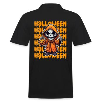 Halloween Design gruselig für die nächste Party - Männer Poloshirt - Schwarz - Hinten - Kai (181cm)