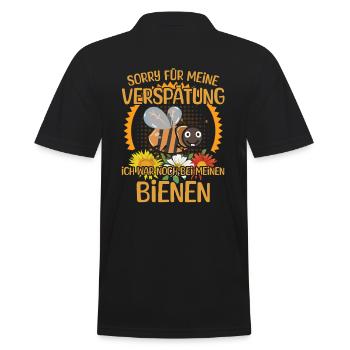 Die Bienen Verspätung - Männer Poloshirt - Schwarz - Hinten - Kai (181cm)