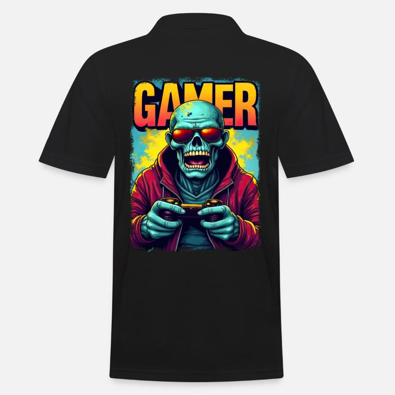Zocker-Zombie mit Controller - Männer Poloshirt - Schwarz
