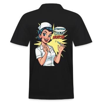 Lustige Retro Krankenschwester mit Spritze - Männer Poloshirt - Schwarz - Hinten - Kai (181cm)
