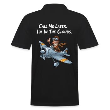 Funny Pilot: I'm in the clouds! - Men's Polo Shirt - black - Back - Kai (181cm)