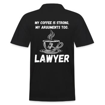 Starker Kaffee, starke Argumente - Anwalt Power! - Männer Poloshirt - Schwarz - Hinten - Kai (181cm)
