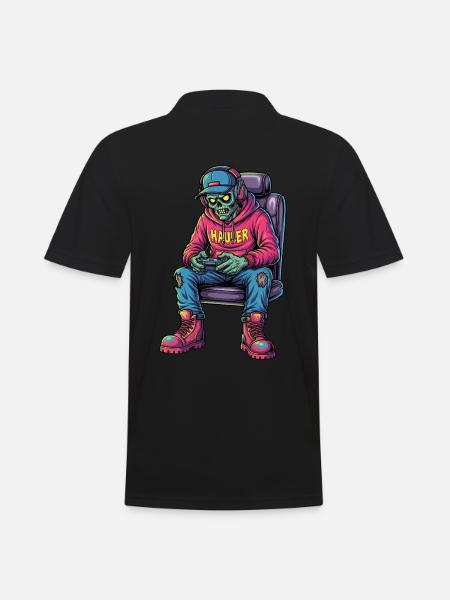 Undead Gamer: Zombie Gamer Trucker - Men's Polo Shirt - black