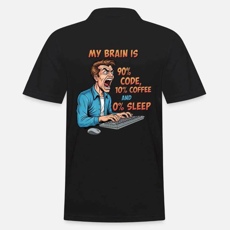 0% Schlaf: Code & Kaffee Power! - Männer Poloshirt - Schwarz