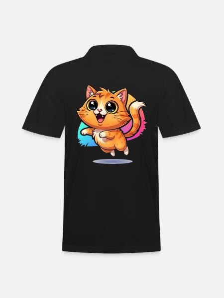 Fluffy budbringer af held og lykke: Sød kat med googly øjne - Herre poloshirt - sort