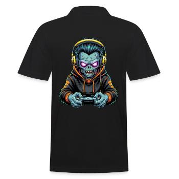 Zombie Zocker Power: Level Up mit Untoten! - Männer Poloshirt - Schwarz - Hinten - Kai (181cm)