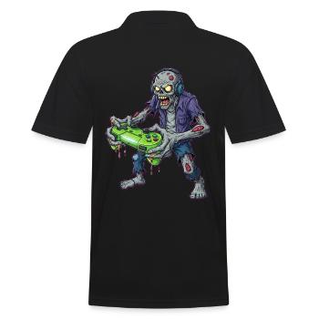 Zombie Zocker Power Retro Gamer - Männer Poloshirt - Schwarz - Hinten - Kai (181cm)