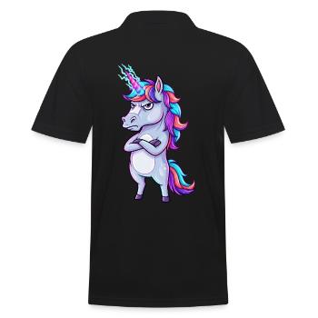 Annoyed Unicorn: Glitter & Anger! - Men's Polo Shirt - black - Back - Kai (181cm)
