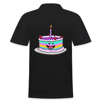 Arc-en-ciel Anniversaire gâteau gâteau fantaisie - Polo Homme - noir - Dos - Kai (181cm)